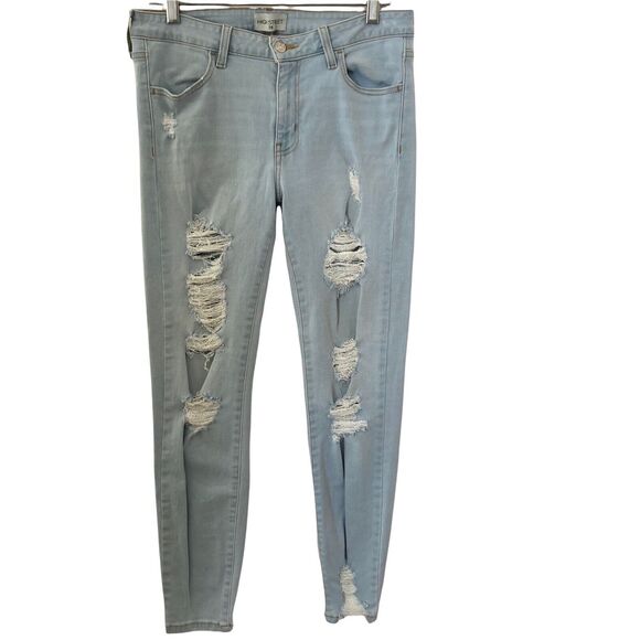 High Street Jeans Womens 28 Distressed Light Wash Blue Stretch - Picture 10 of 10